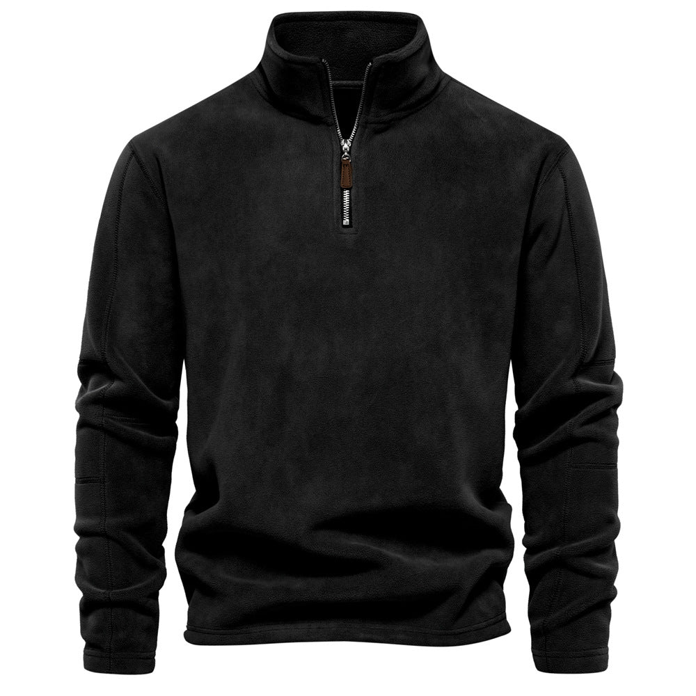 Herren Pullover mit Reißverschluss und Stehkragen - schwarz