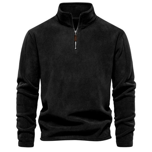 Herren Pullover mit Reißverschluss und Stehkragen - schwarz