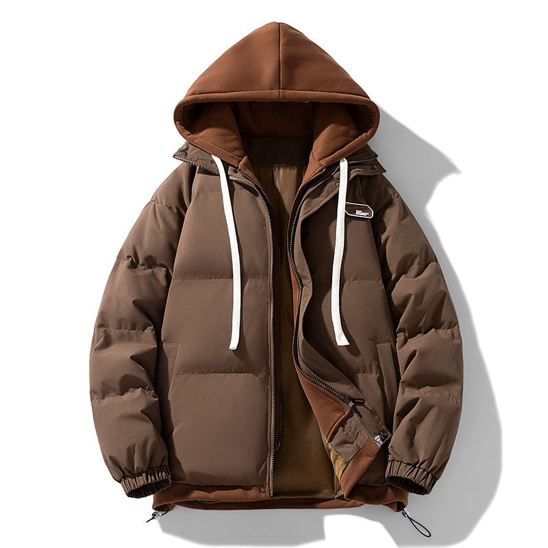 Herren Winterjacke mit Kapuze im Streetwear-Stil - kaffee