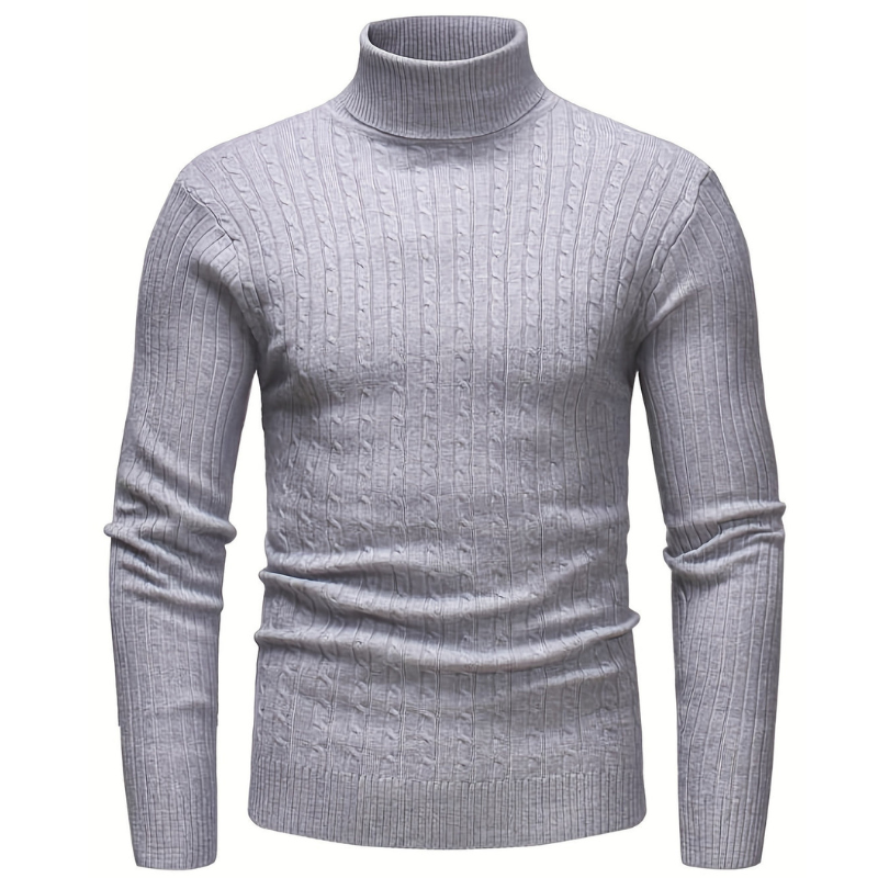 Herren Rollkragenpullover mit Strickdesign - grau