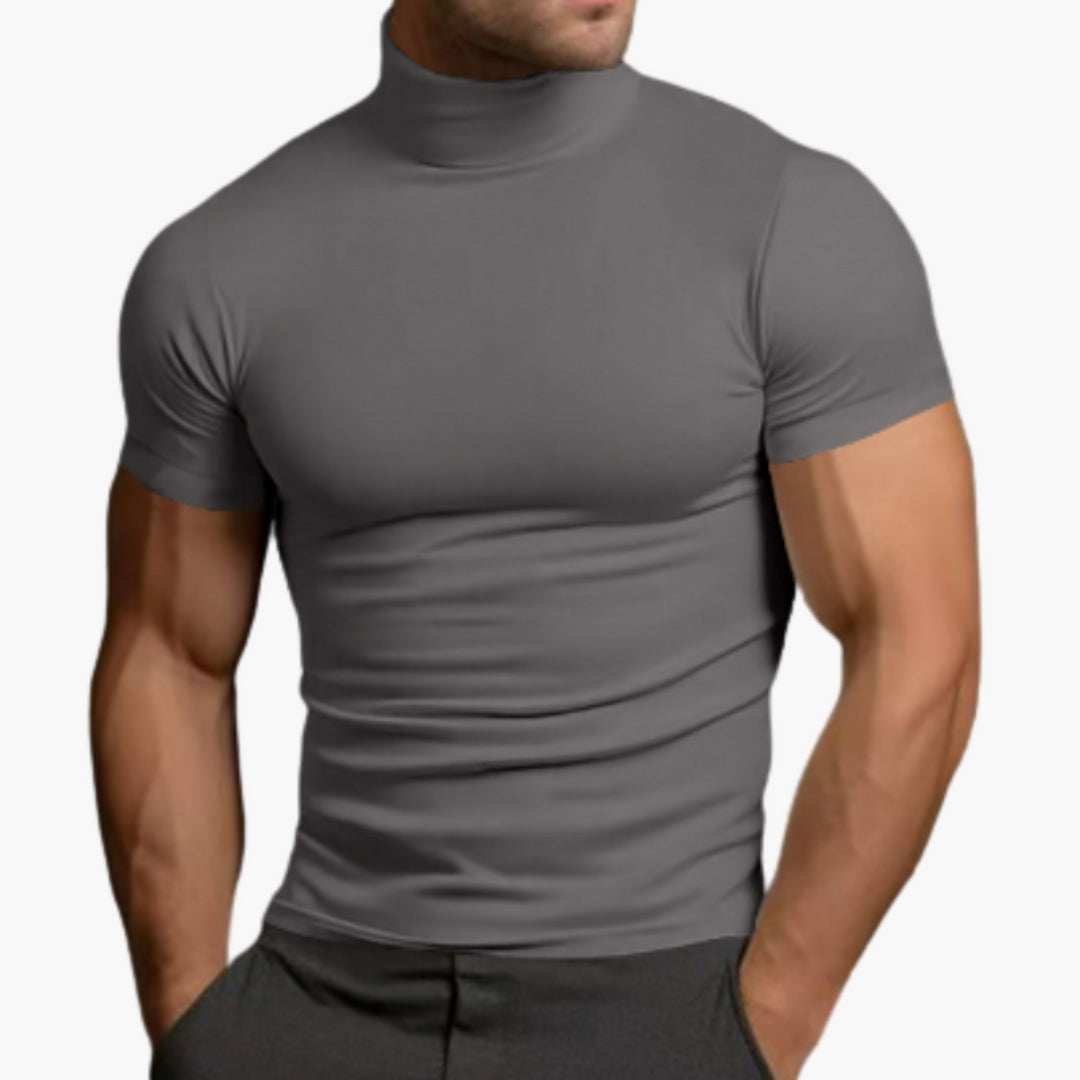 Herren T-Shirt im Slim Fit mit Rollkragen - grau