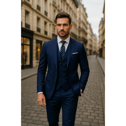 Herren Set Dreiteiliger Anzug Slim Fit - marine-blau