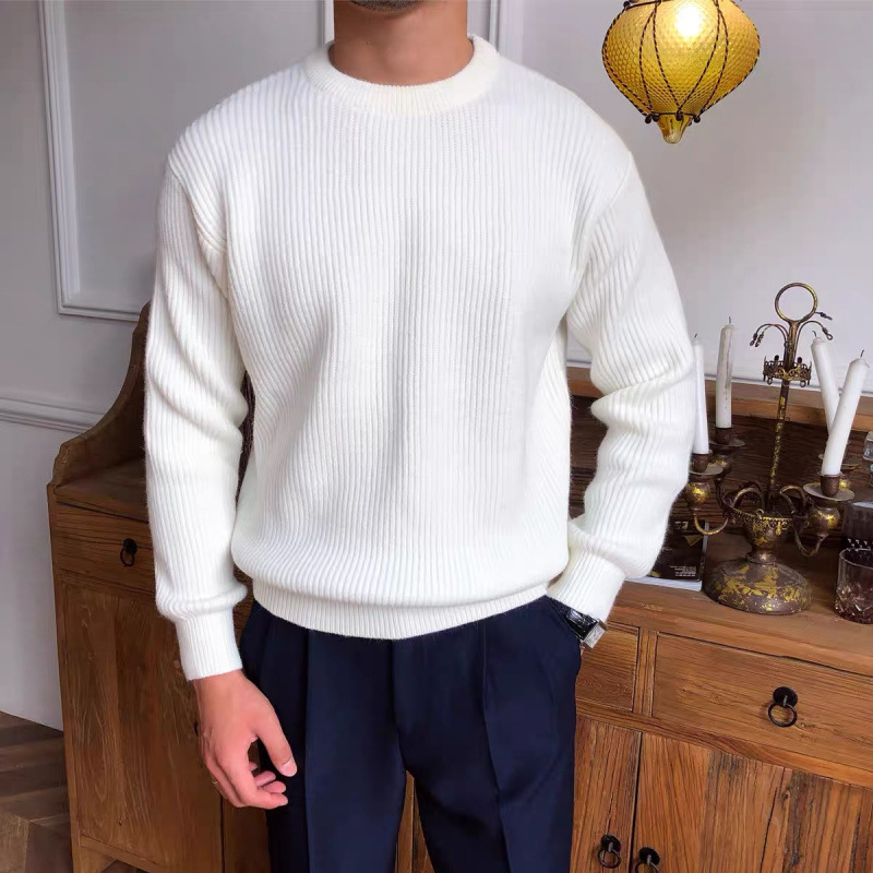 Strickpullover Herren mit Rundhals im Casual Look - weiß