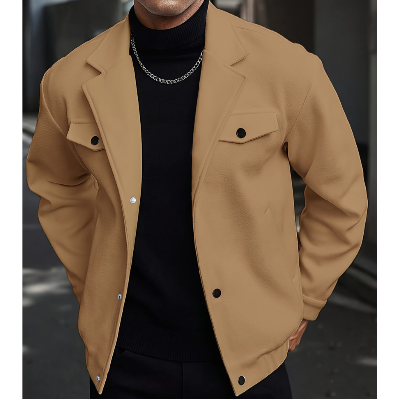 Winterjacke Herren mit Knopfleiste und Reverskragen - khaki