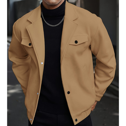 Winterjacke Herren mit Knopfleiste und Reverskragen - khaki