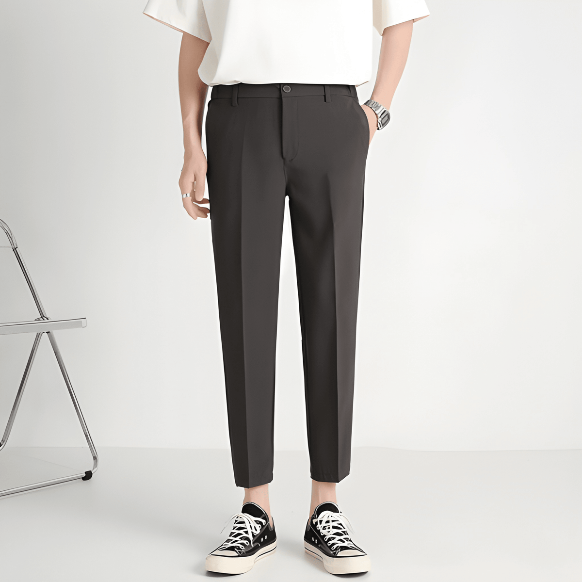 Herren Hose mit Straight Passform - dunkel-grau