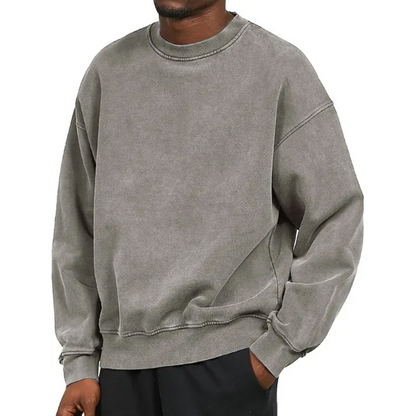 Herren Oversize Pullover mit Rundhalsausschnitt - grau