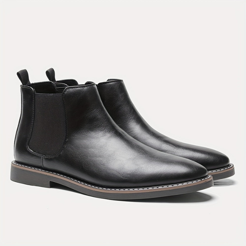 Winterstiefel Herren mit Schaft und Profilsohle - schwarz