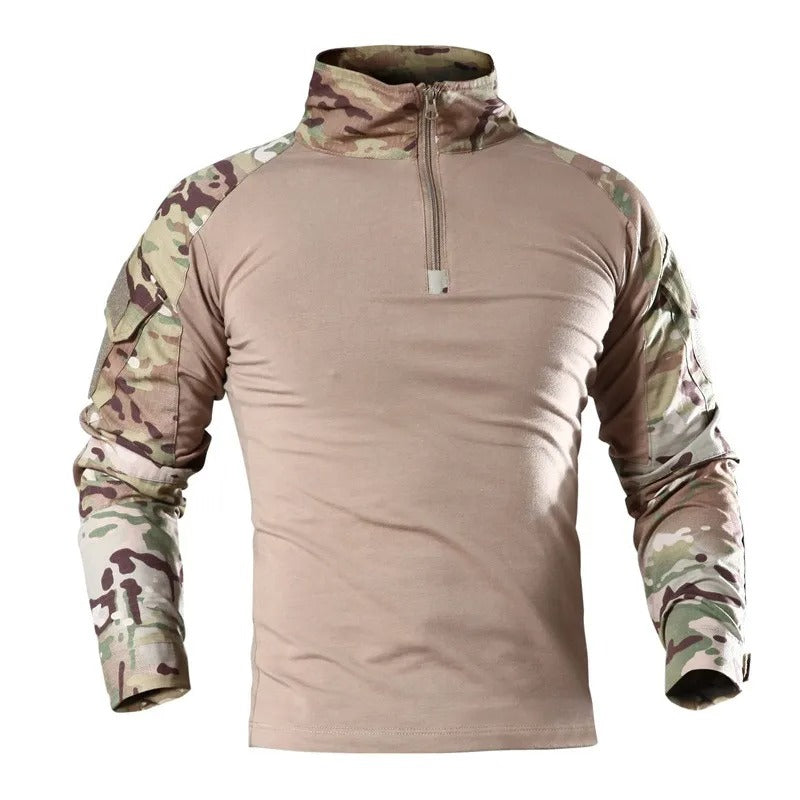 Herren Funktionshemd mit Viertel-Reißverschluss - khaki