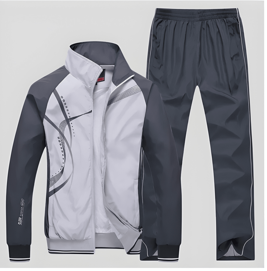 Herren Trainingsanzug zweiteilig mit Jacke und Hose - grau