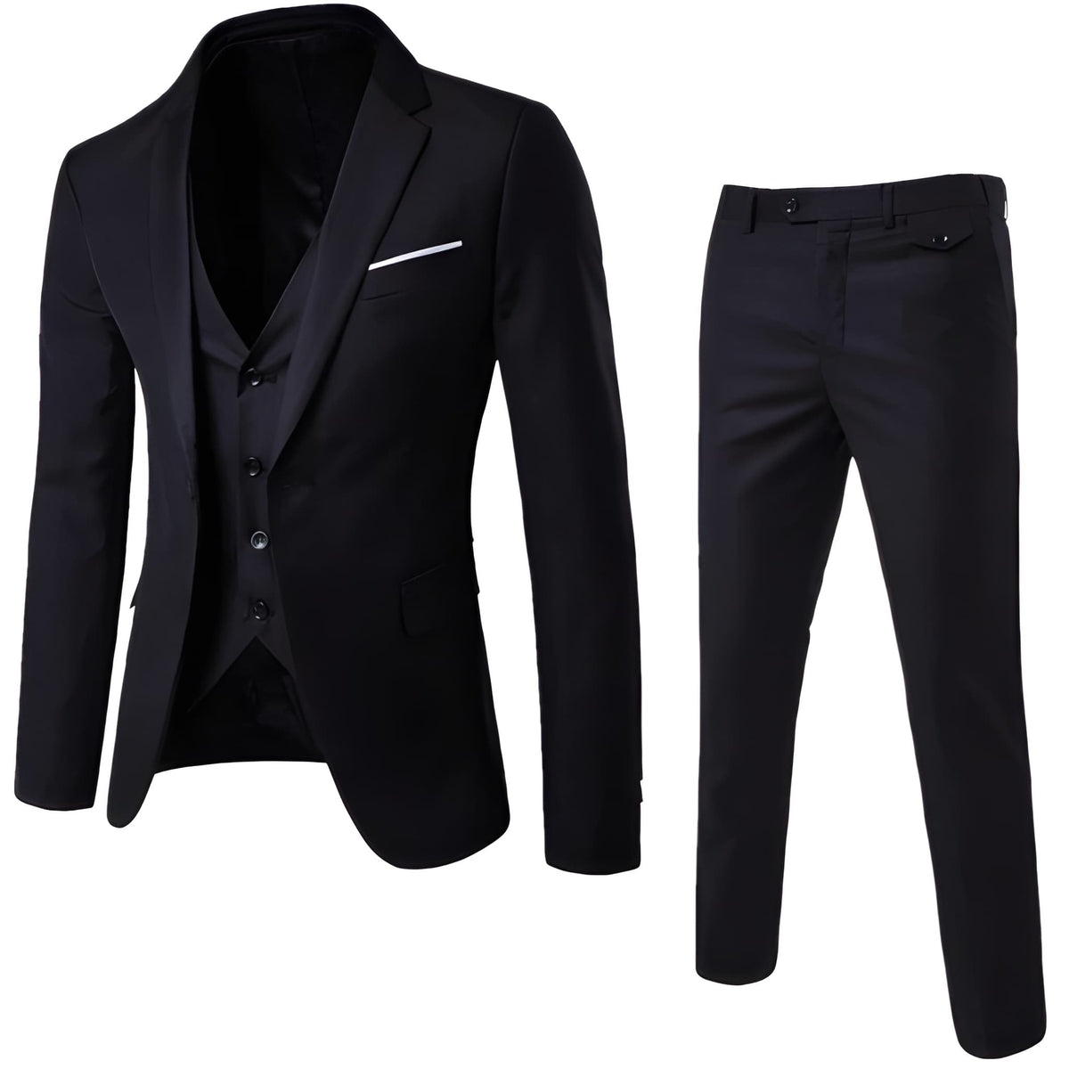 Herren Set Zweiteiliger Anzug Jacke und Hose - schwarz