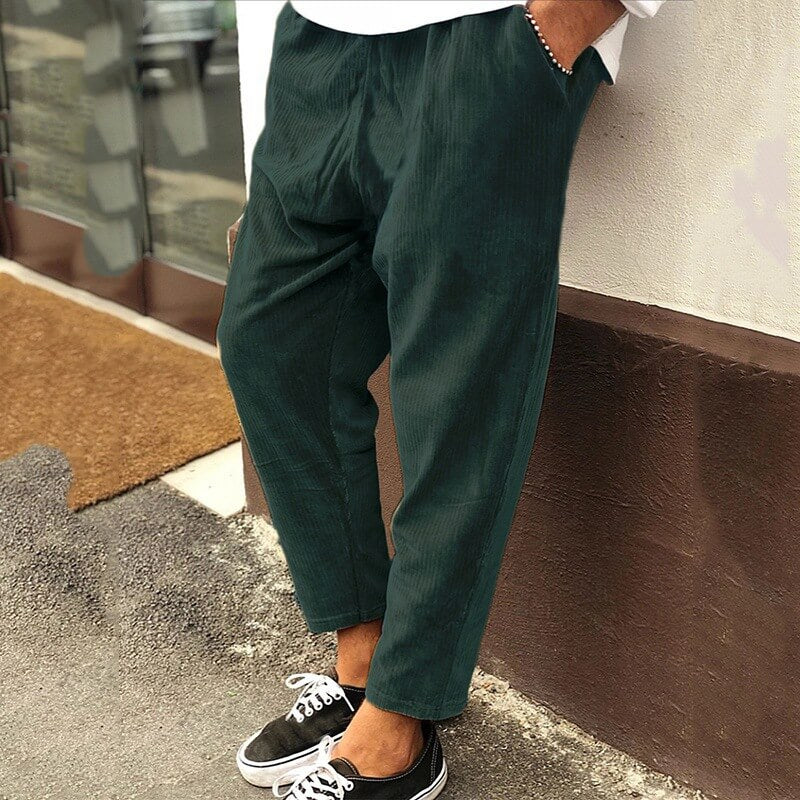 Cordhose Herren mit lockerem Schnitt - grün