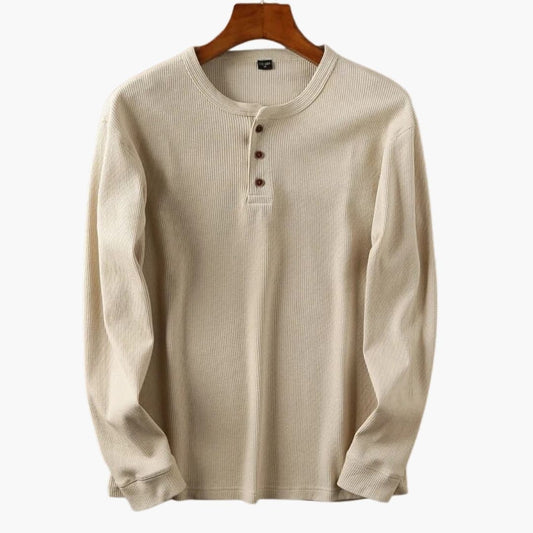 Herren Longsleeve im Straight Schnitt mit Knöpfen - khaki