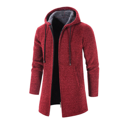 Herren Winterjacke mit Kapuze im Outdoor-Look - rot