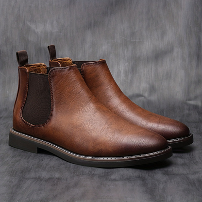 Winterstiefel Herren mit Schaft und Profilsohle - dunkelbraun