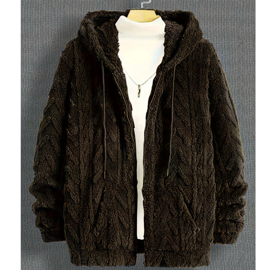 Winterjacke Herren im Cardigan-Design mit Kapuze - kaffee