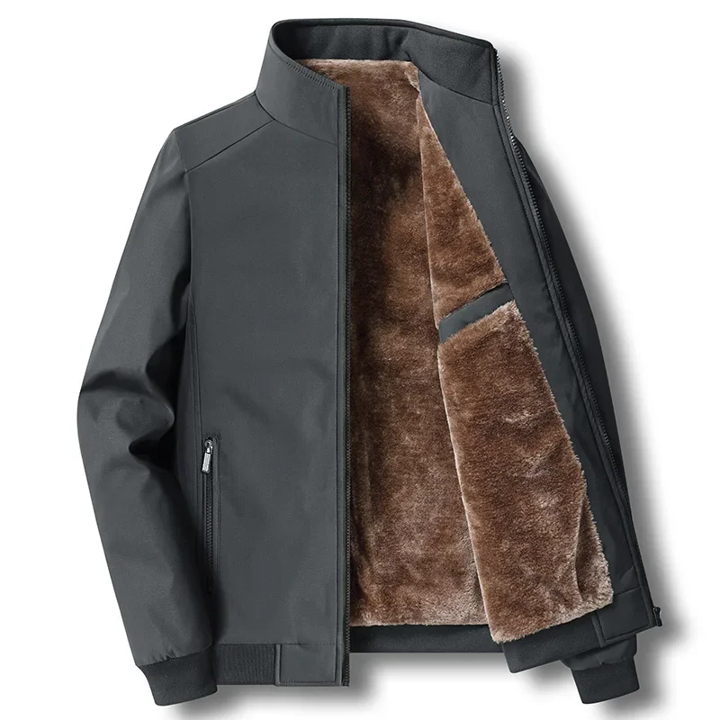 Herren Winterjacke mit Stehkragen im Outdoor-Stil - grau