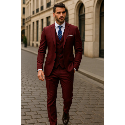 Herren Set Dreiteiliger Anzug Slim Fit - rot