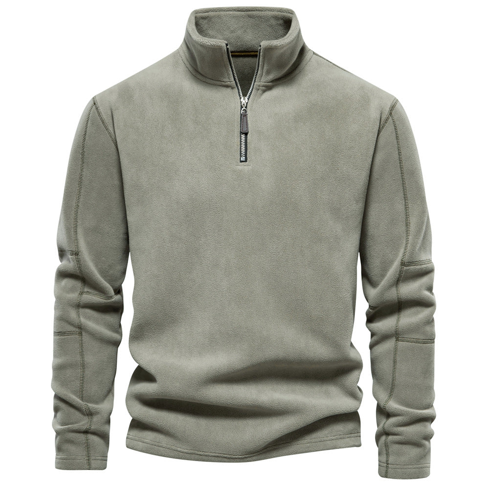 Herren Pullover mit Reißverschluss und Stehkragen - grün
