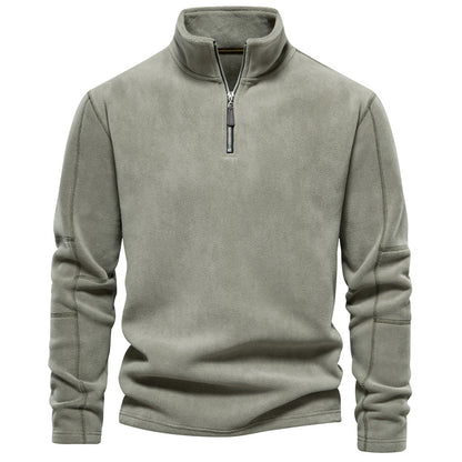 Herren Pullover mit Reißverschluss und Stehkragen - grün