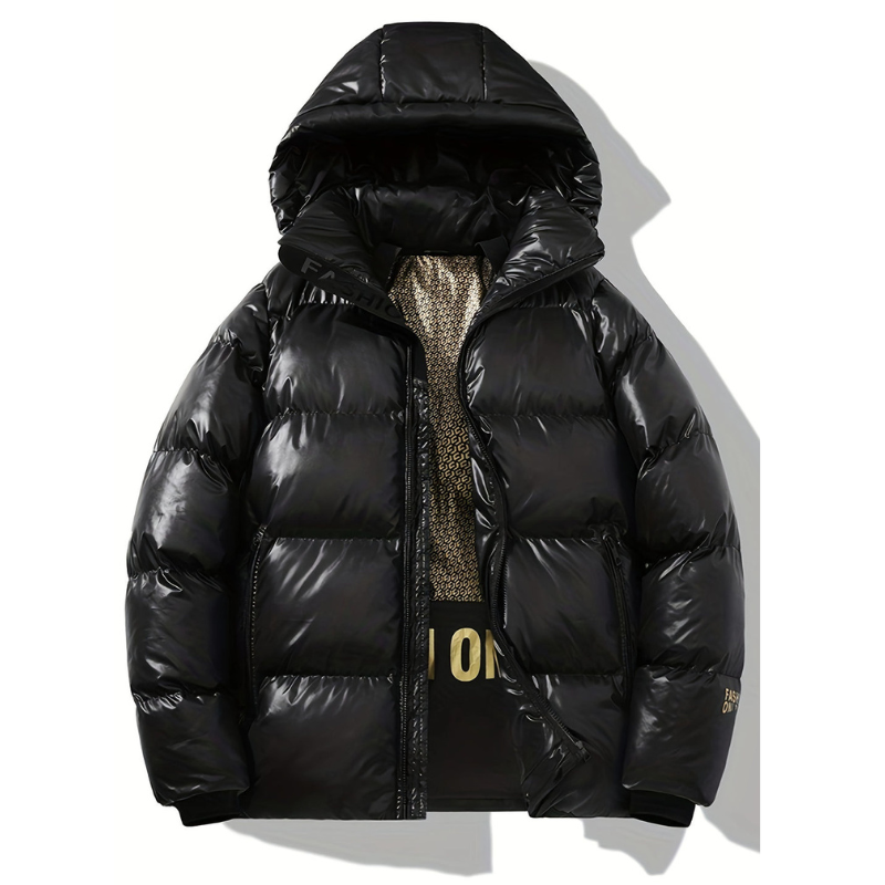 Winterjacke Herren mit Kapuze im schlichten Design - schwarz