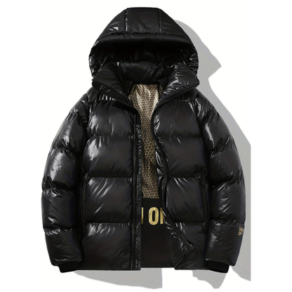 Winterjacke Herren mit Kapuze im schlichten Design - schwarz