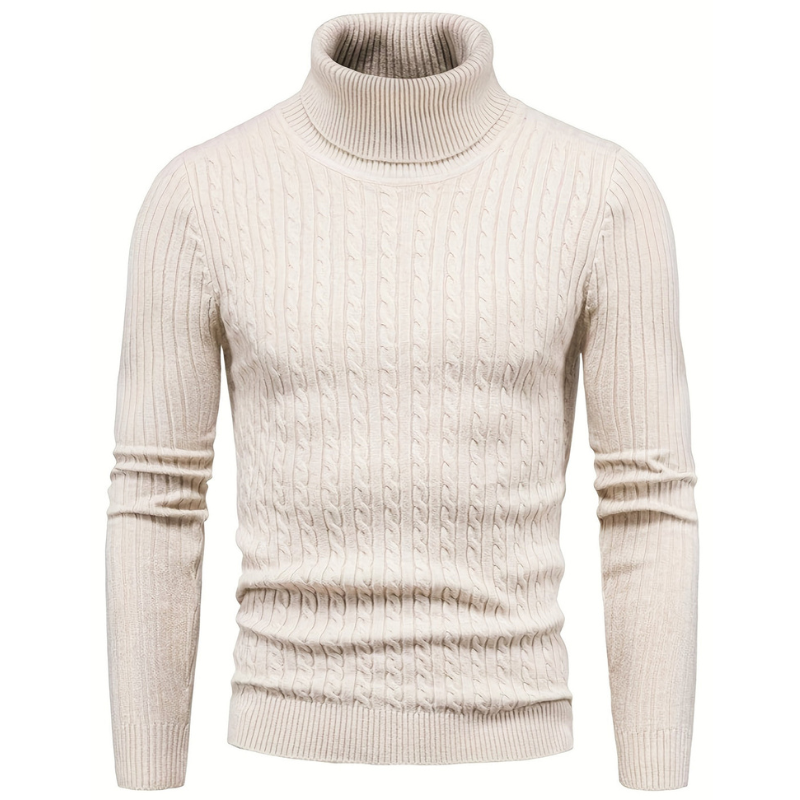 Herren Rollkragenpullover mit Strickdesign - beige