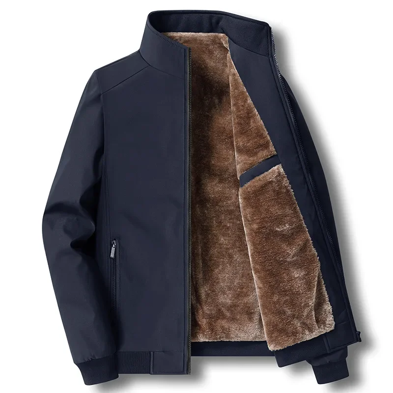 Herren Winterjacke mit Stehkragen im Outdoor-Stil - dunkelblau