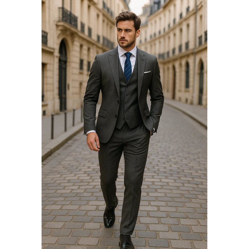 Herren Set Dreiteiliger Anzug Slim Fit - grau