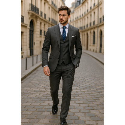 Herren Set Dreiteiliger Anzug Slim Fit - grau