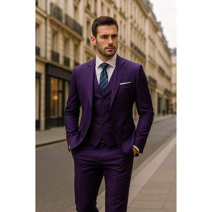Herren Set Dreiteiliger Anzug Slim Fit - violett