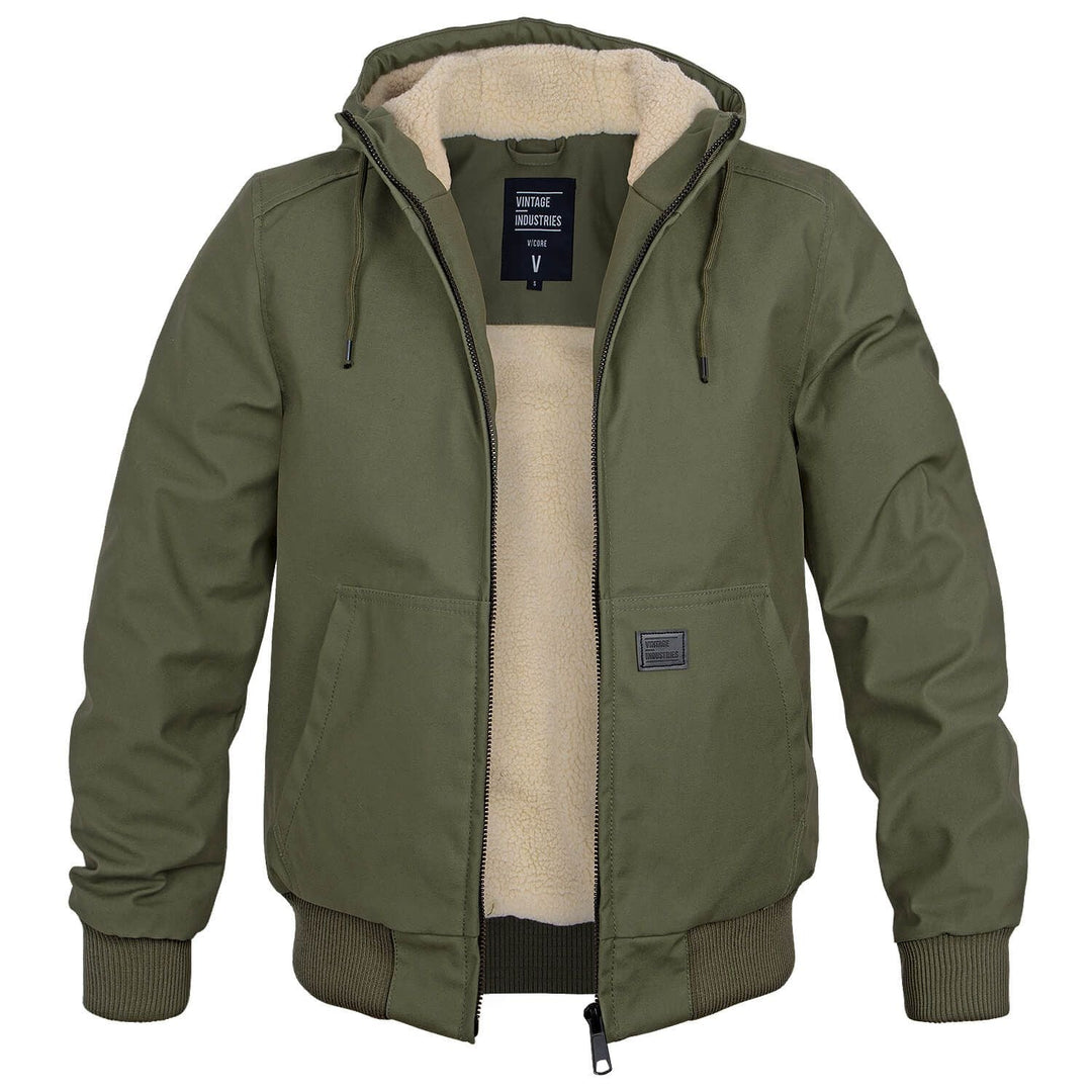 Jacke Herren warm gefüttert im Urban Stil - olivgrün