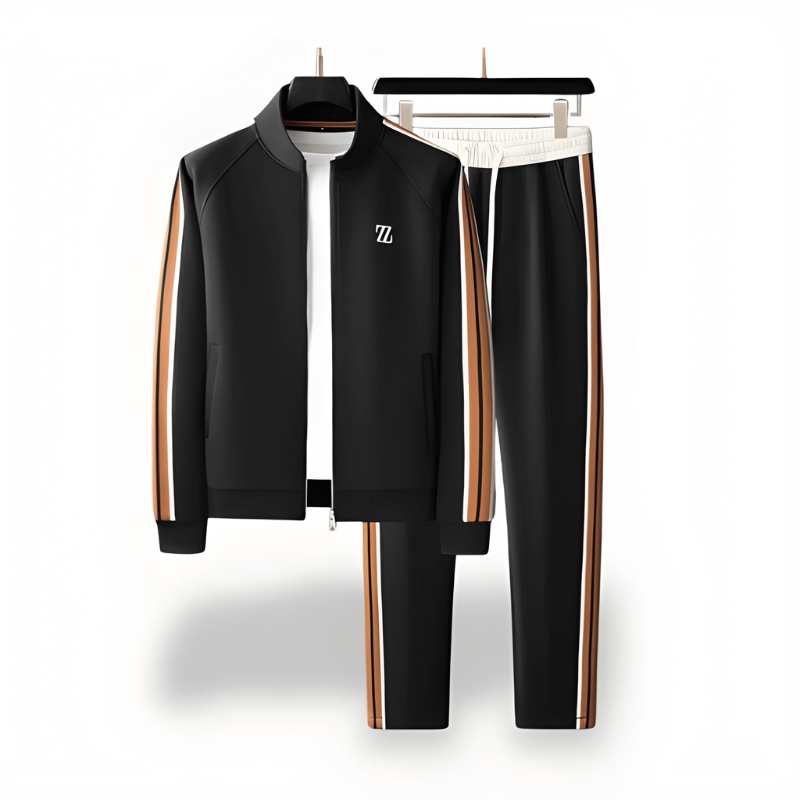 Trainingsanzug Herren als zweiteiliges Sportset - schwarz