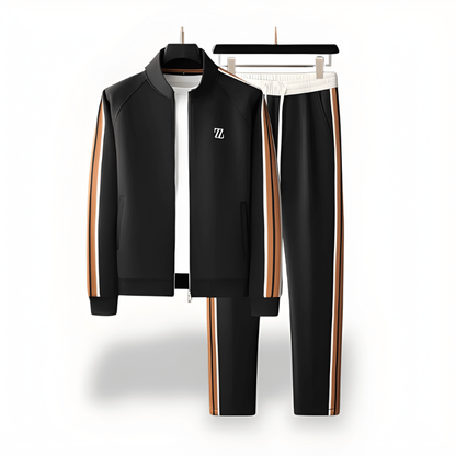 Trainingsanzug Herren als zweiteiliges Sportset - schwarz