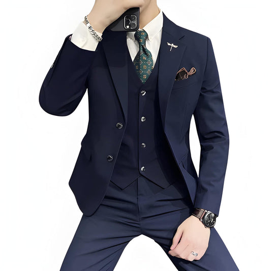 Dreiteiliger Herren Anzug mit Weste - blau