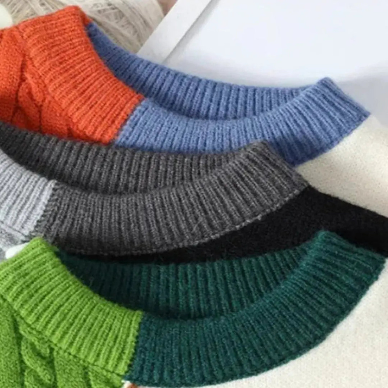 Pullover Herren Strick mit Patchwork Design