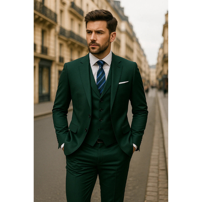 Herren Set Dreiteiliger Anzug Slim Fit - grün