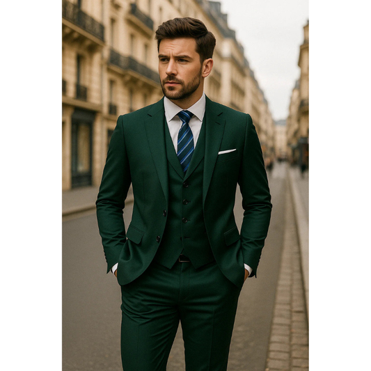 Herren Set Dreiteiliger Anzug Slim Fit - grün