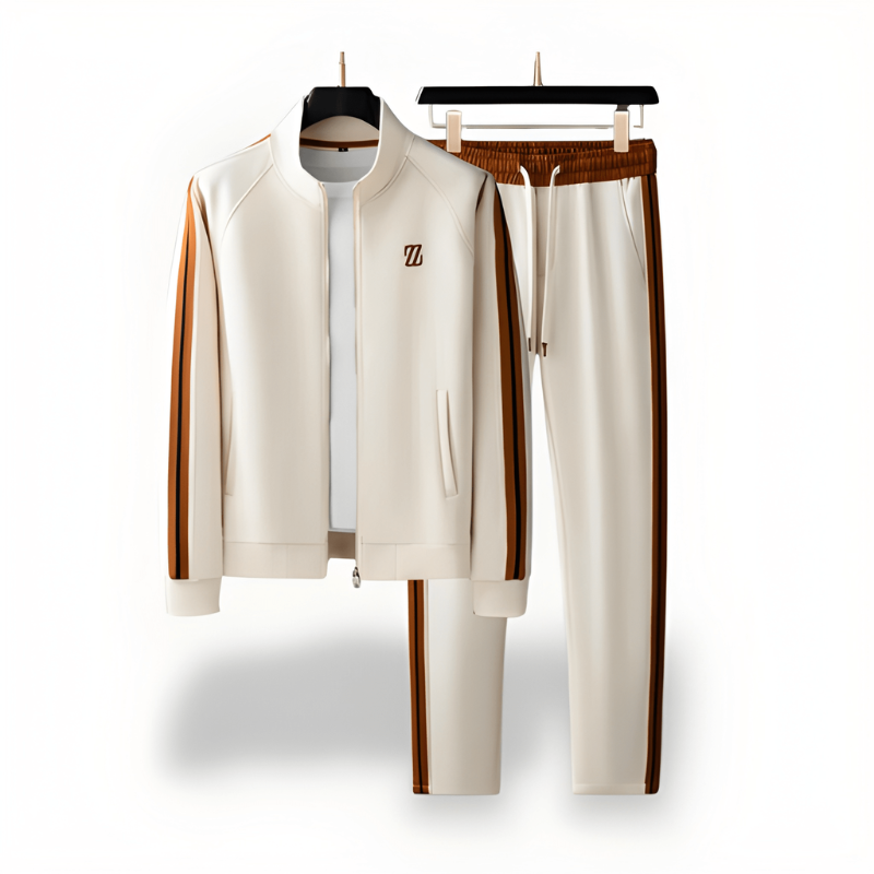 Trainingsanzug Herren als zweiteiliges Sportset - beige