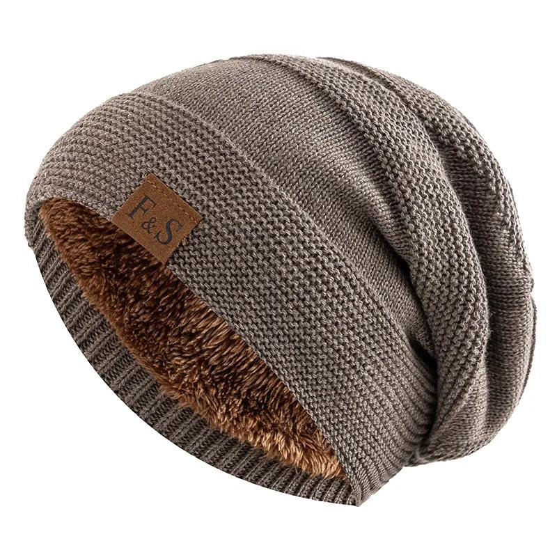 Herren Mütze Beanie mit Plüschfutter - khaki