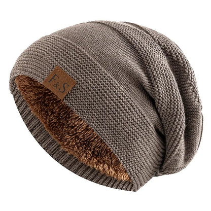 Herren Mütze Beanie mit Plüschfutter - khaki