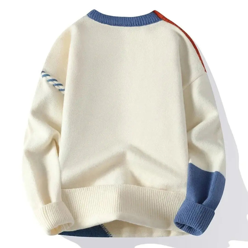 Pullover Herren Strick mit Patchwork Design