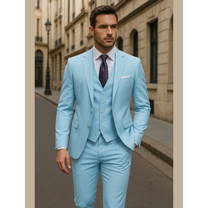 Herren Set Dreiteiliger Anzug Slim Fit - blau