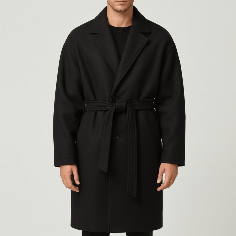 Herren Mantel mit langem Schnitt - schwarz