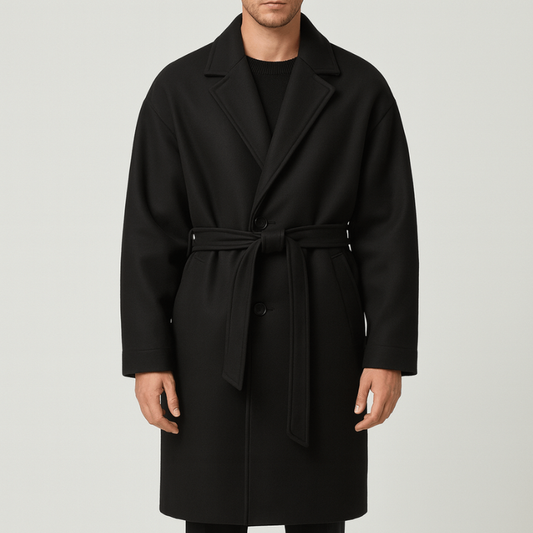 Herren Mantel mit langem Schnitt - schwarz