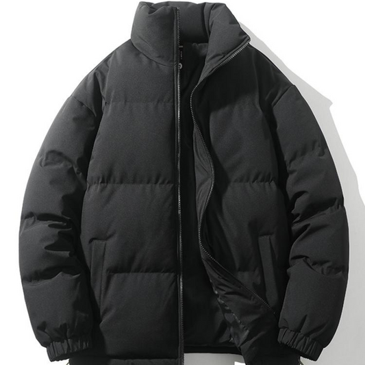 Herren Winterjacke mit Stehkragen und Polsterung - schwarz
