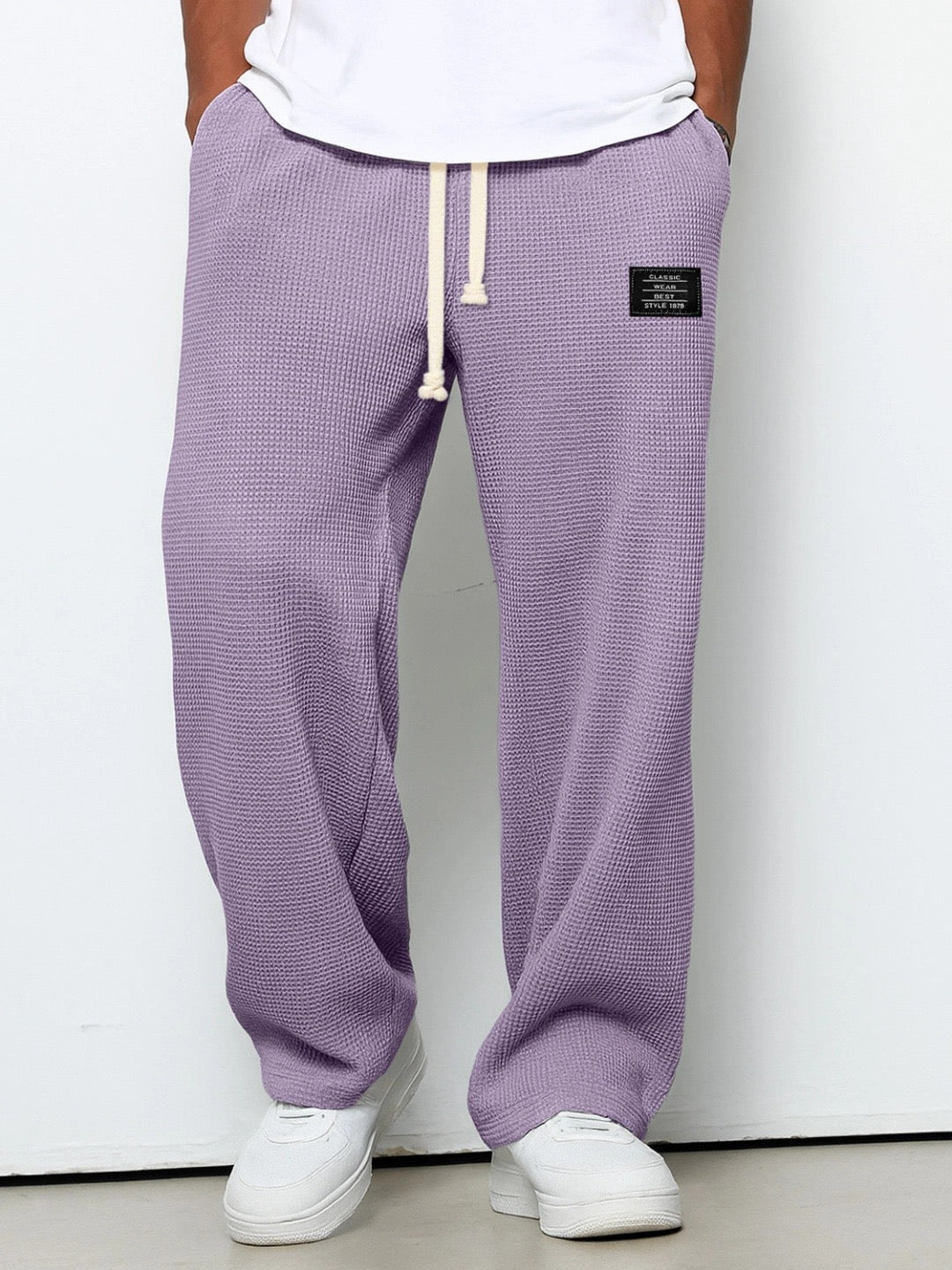 Jogginghose Herren mit strukturiertem Lounge Stil - lila