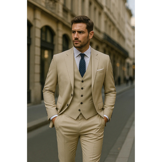 Herren Set Dreiteiliger Anzug Slim Fit - beige