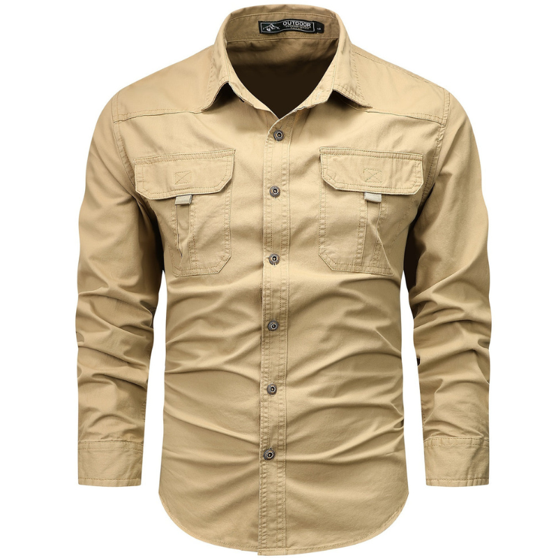 Herren Cargohemd mit langen Ärmeln - khaki