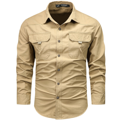 Herren Cargohemd mit langen Ärmeln - khaki